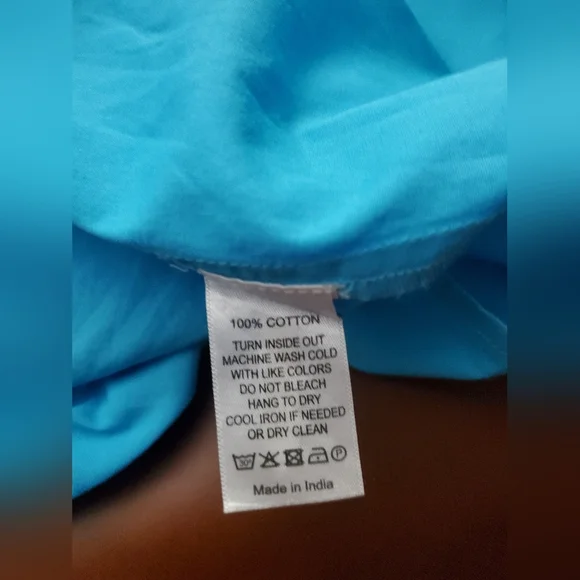 NEVER A WALLFLOWER cotton high neck dress in turquoise blue Medium - Picture 7 of 8